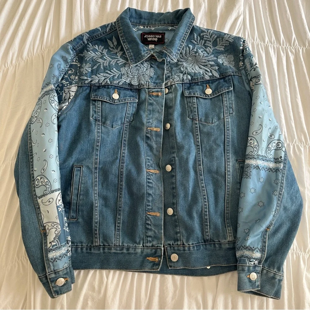 Johnny Was Workshop Blue Jean Denim Paisley Jacket - Picture 3 of 8